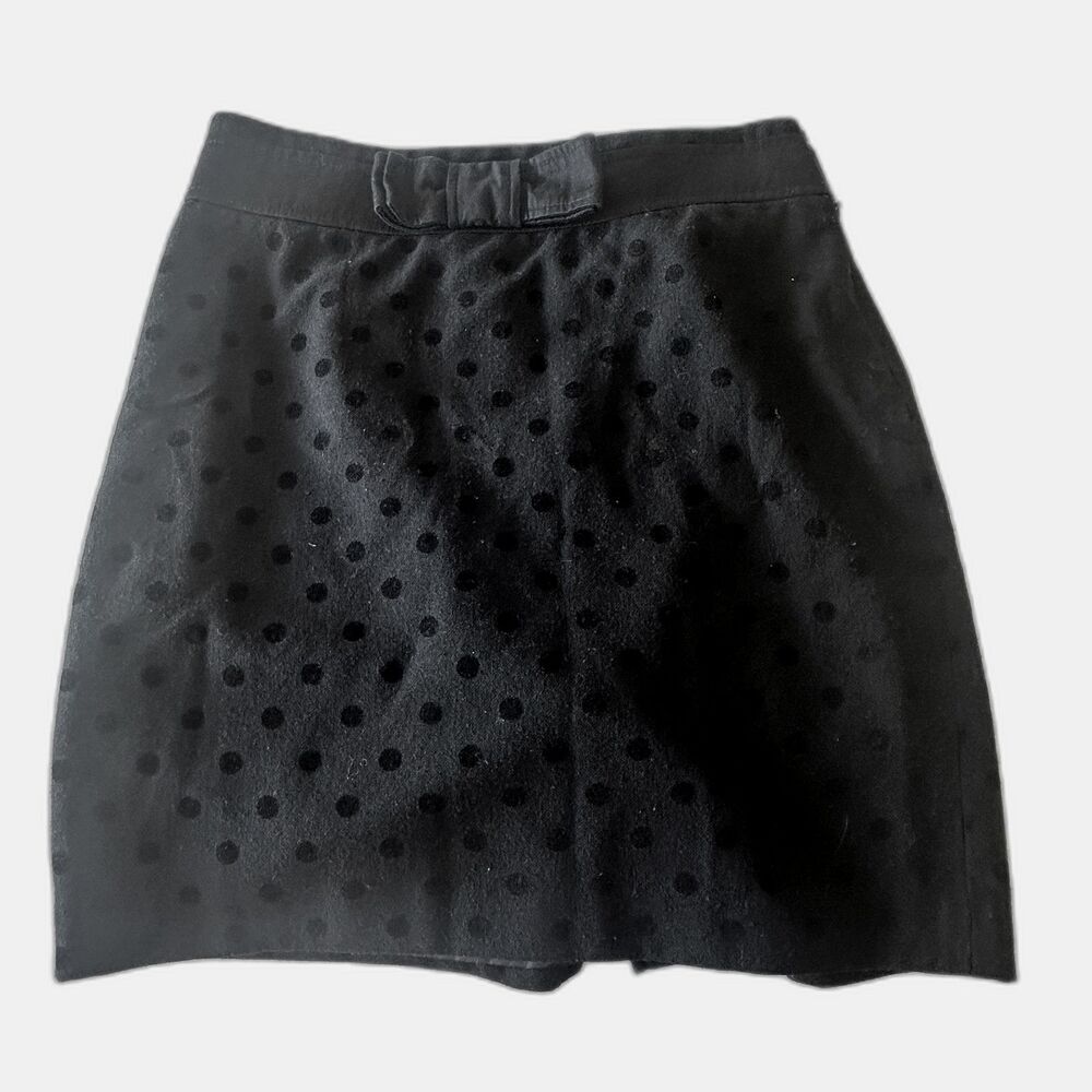 Loft Bow Black Pencil Skirt Polka Dot Size 6 Textured